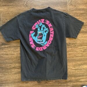 Vintage Santa Cruz Men Shirt M Black Pink Y2K Skateboarding Screaming Hand  Tee